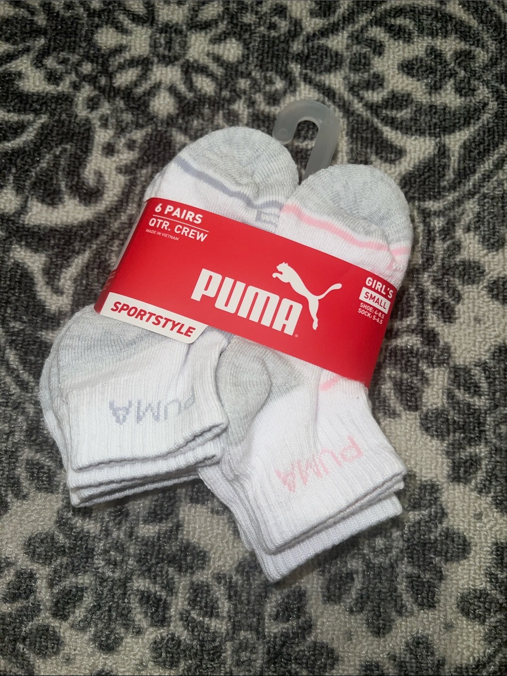 Puma Girls 6 pack quarter crew socks